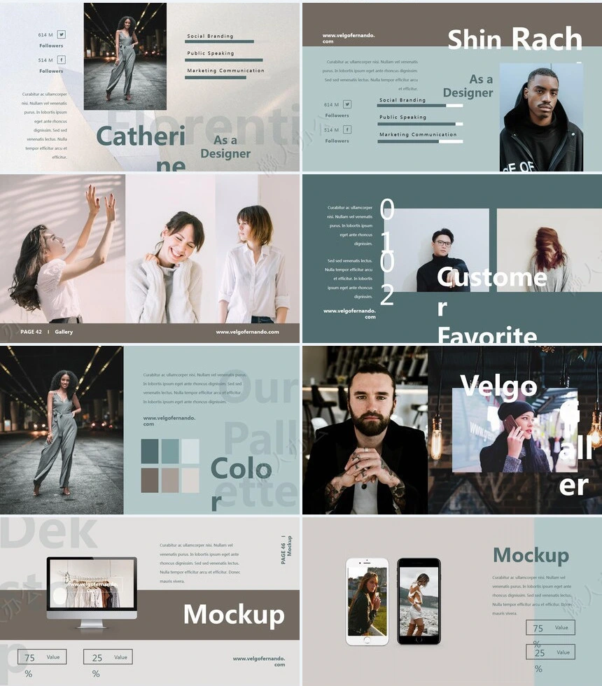 莫兰迪风格通用PPT模板(76)