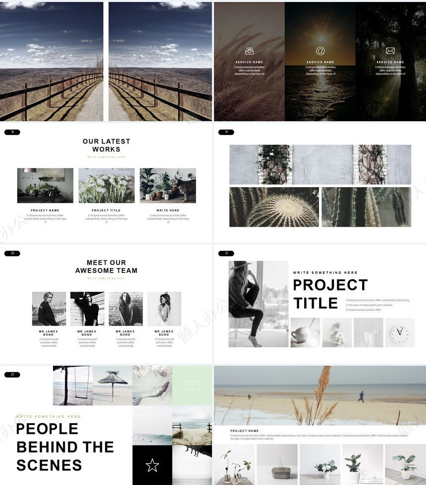 森系小清新通用PPT模板(25)