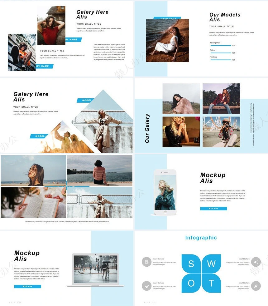 森系小清新通用PPT模板(28)