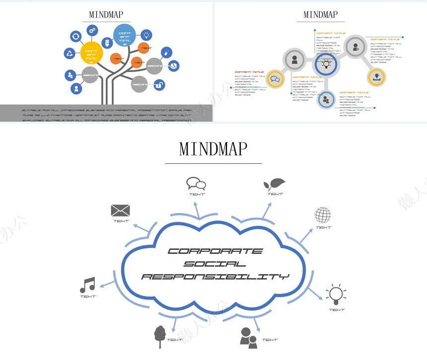 10款思维导图可视化图表PPT模板(3)