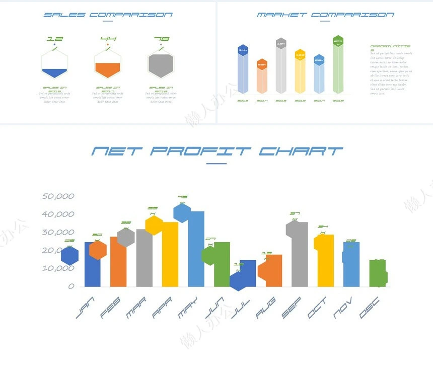 10款思维导图多边形数据PPT图表
