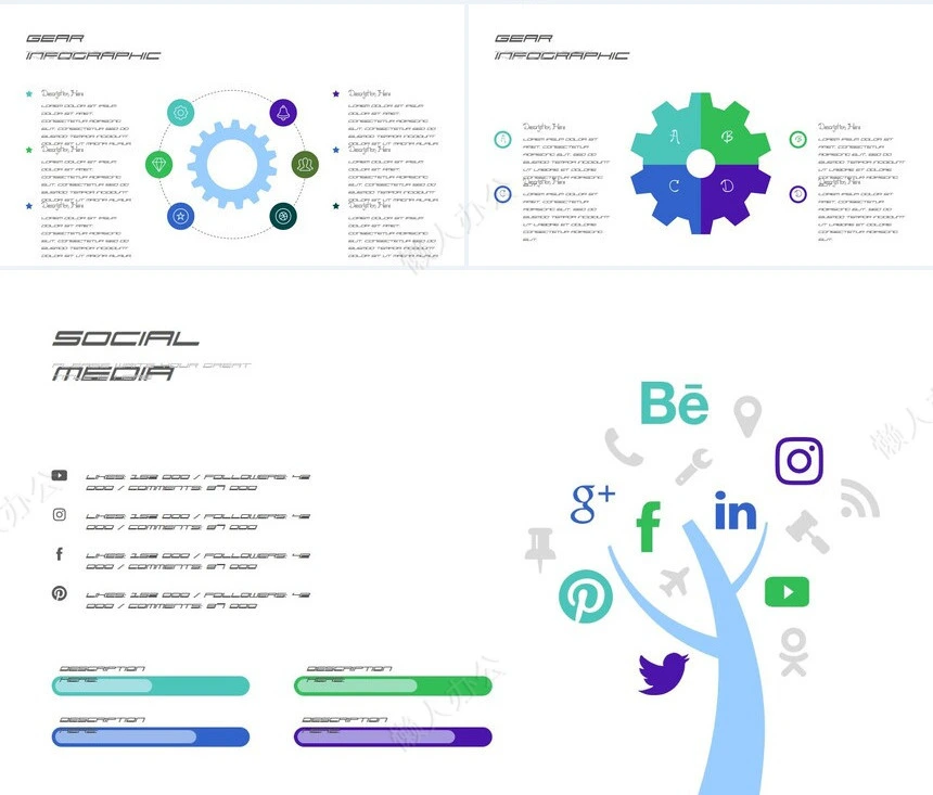 10款欧美思维导可视化图表数据PPT图表(3)