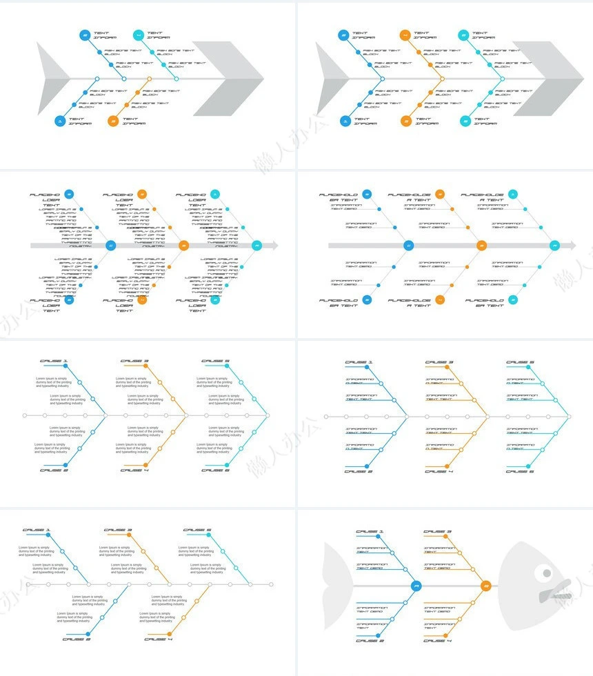 38款鱼骨图可视化图表数据PPT图表
