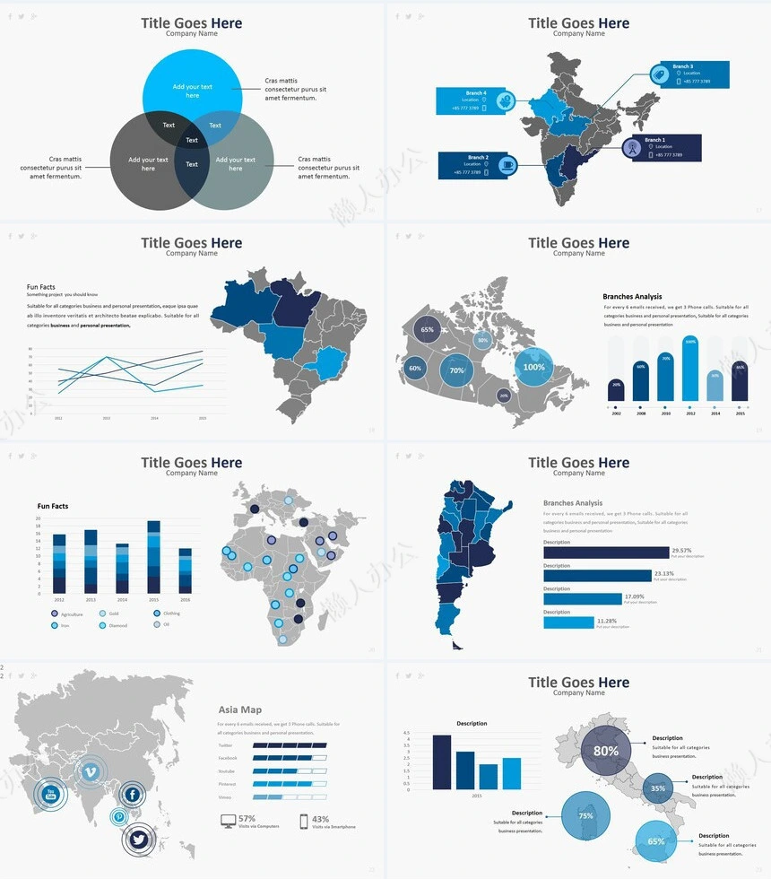 39款思维导图多边形数据PPT图表