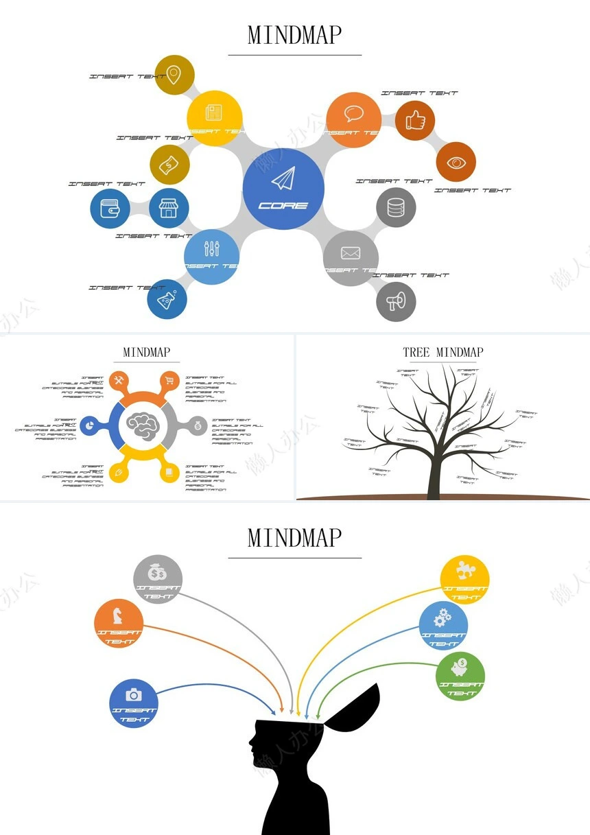 4款思维导图可视化图表PPT模板
