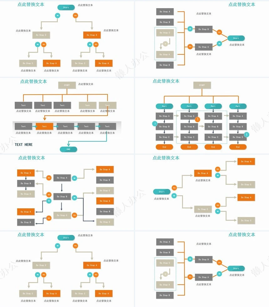 多彩清新PPT图表合集思维导图PPT图表