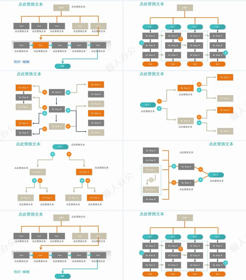 多彩清新PPT图表合集思维导图PPT图表