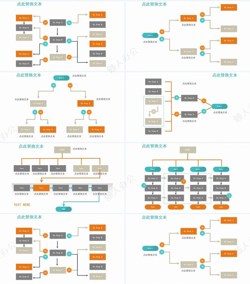 多彩清新PPT图表合集思维导图PPT图表
