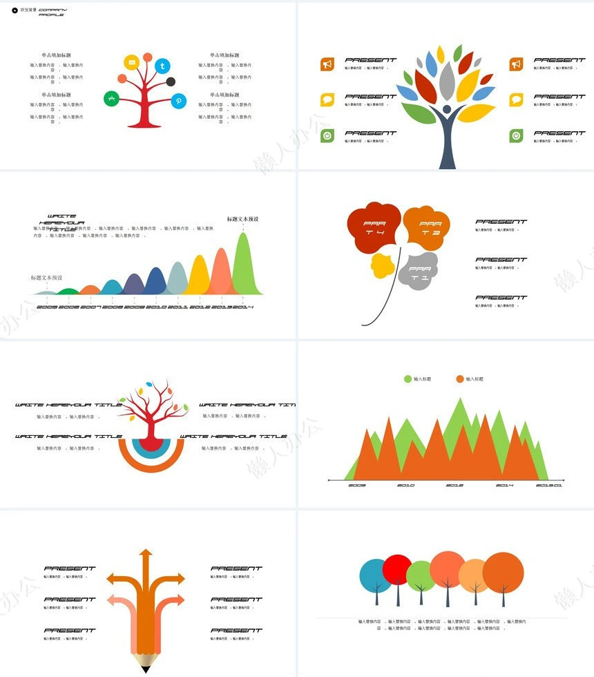树状可视化图表集PPT模板(2)