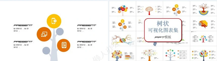 树状可视化图表集PPT模板