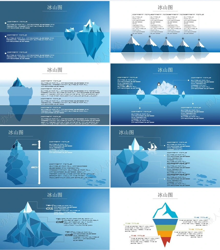 鱼骨图冰山图等各种可视化图表数据PPT图表