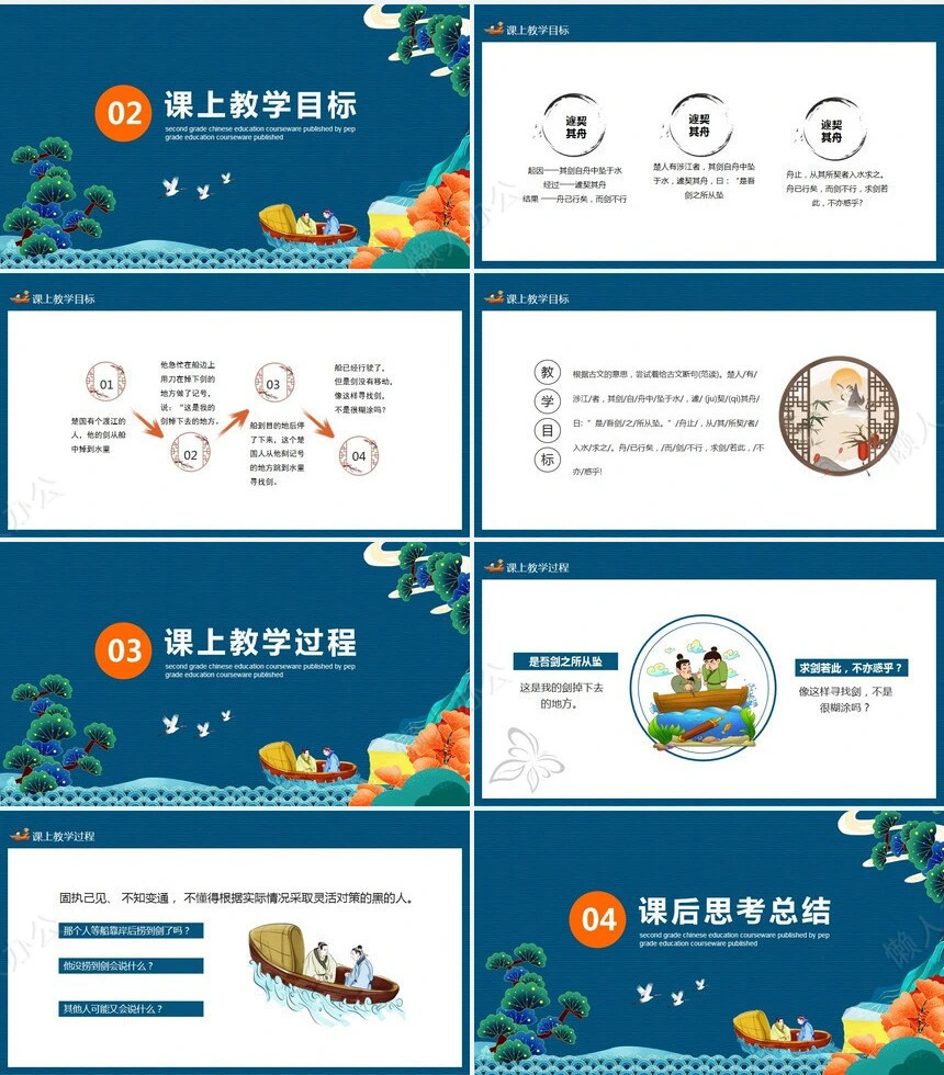 刻舟求剑成语故事PPT模板(1)