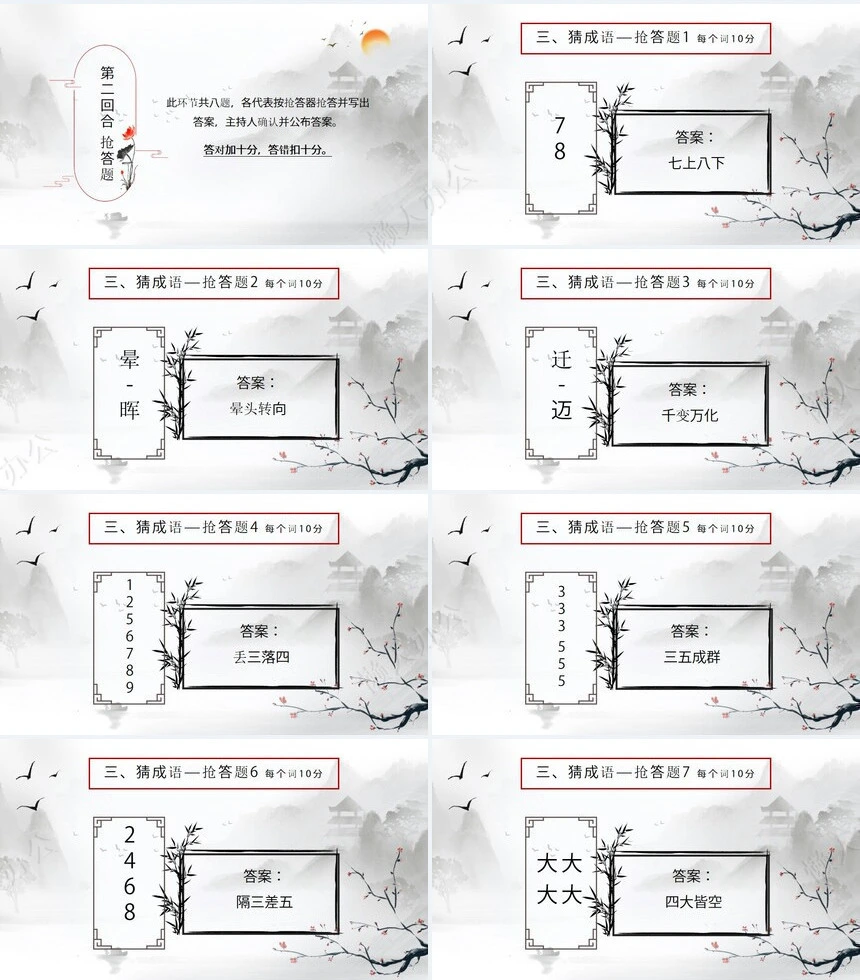 汉字听写大赛成语故事PPT模板(3)