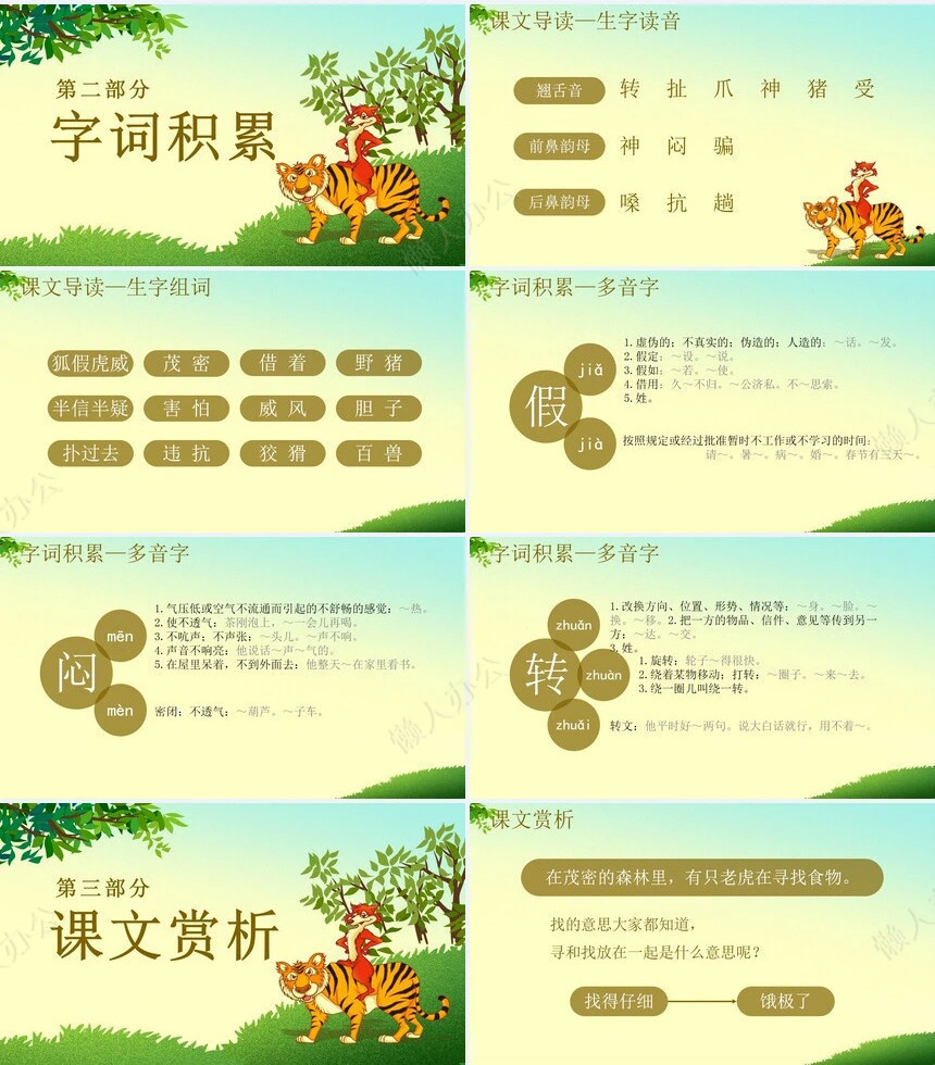 狐假虎威成语故事PPT模板(3)