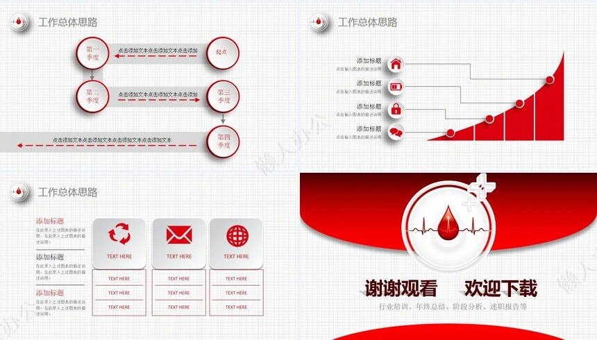 创意红医疗医药行业工作汇报PPT模版