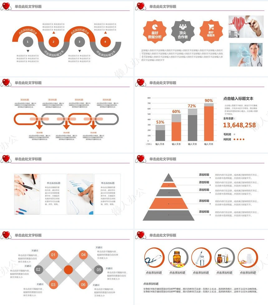 医生护士总结PPT模版