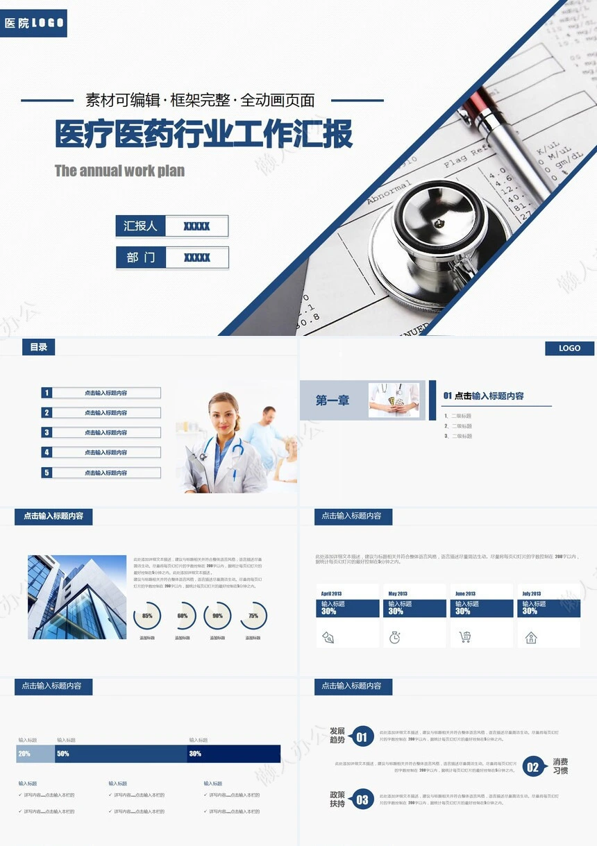 医疗医药行业工作汇报PPT模版