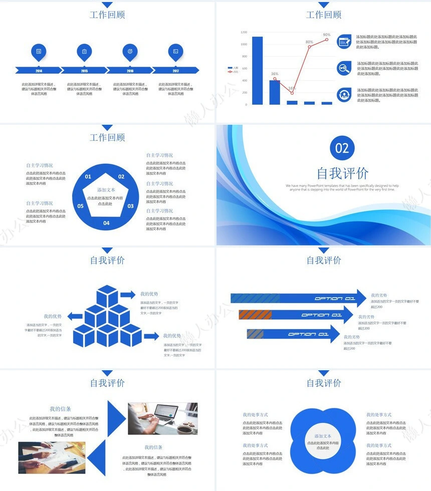 蓝色述职报告PPT模板